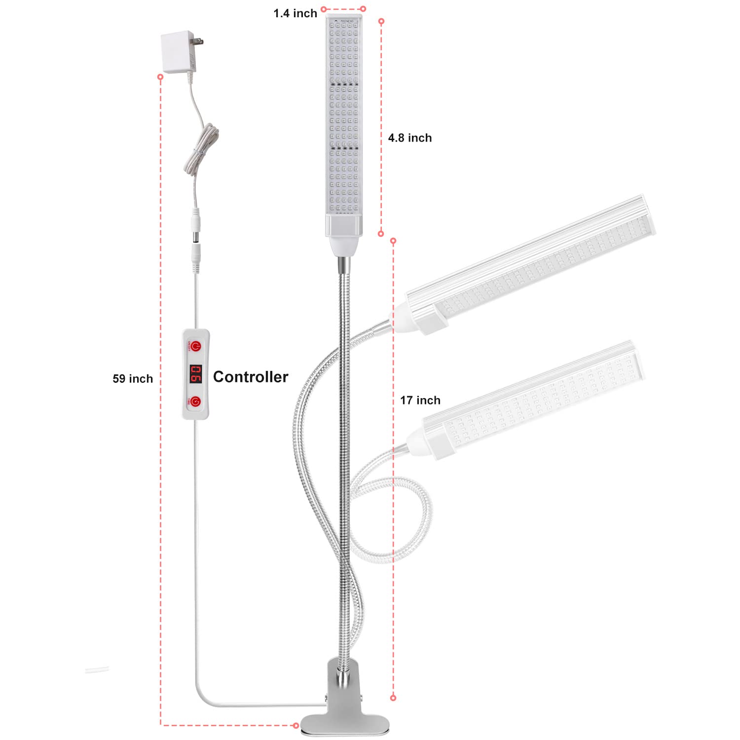 MAINENG Infrared & Red Light Therapy Lamp with Timer, 660nm & 850nm LED - M7685 MAINENG