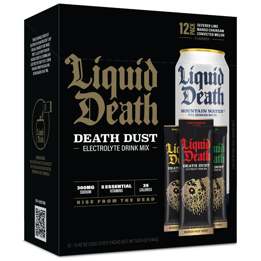 Liquid Death Electrolyte Death Dust - Hydration Powder Packets - 3 Flavors - 12-Stick