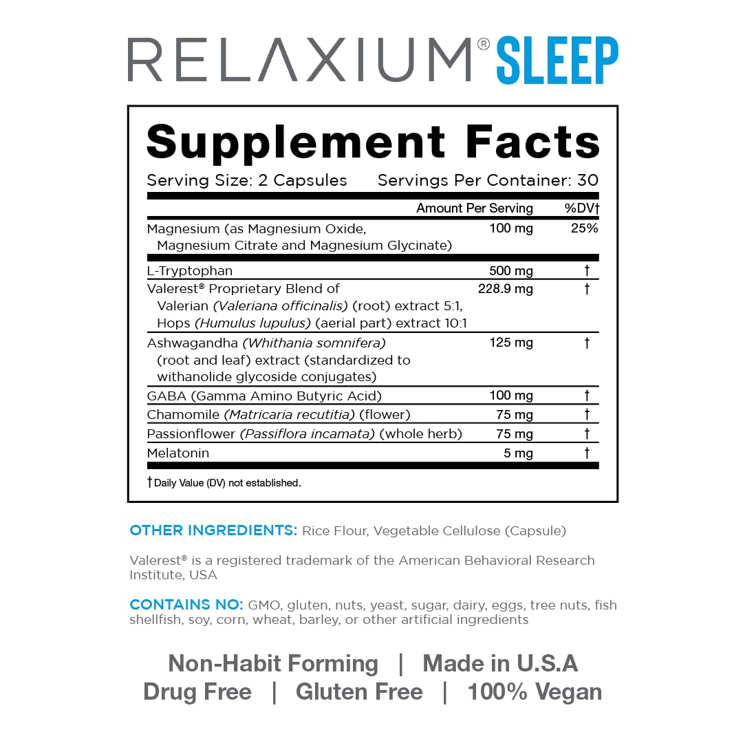 Relaxium Sleep Aid, 30-Day Supply, Dietary Supplement for Better Sleep Relaxium
