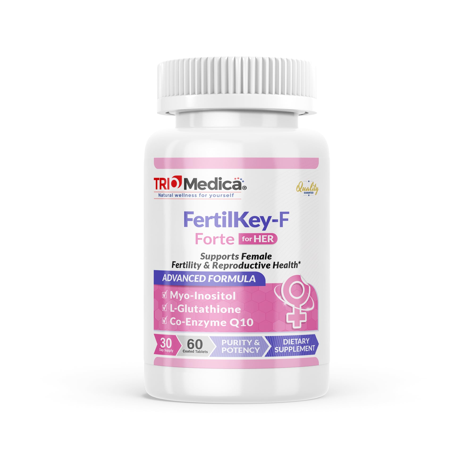 FertilKey-F Forte | Women's Fertility Blend | CoQ10, Myo-Inositol, Iron, Selenium | Boosts Fertility
