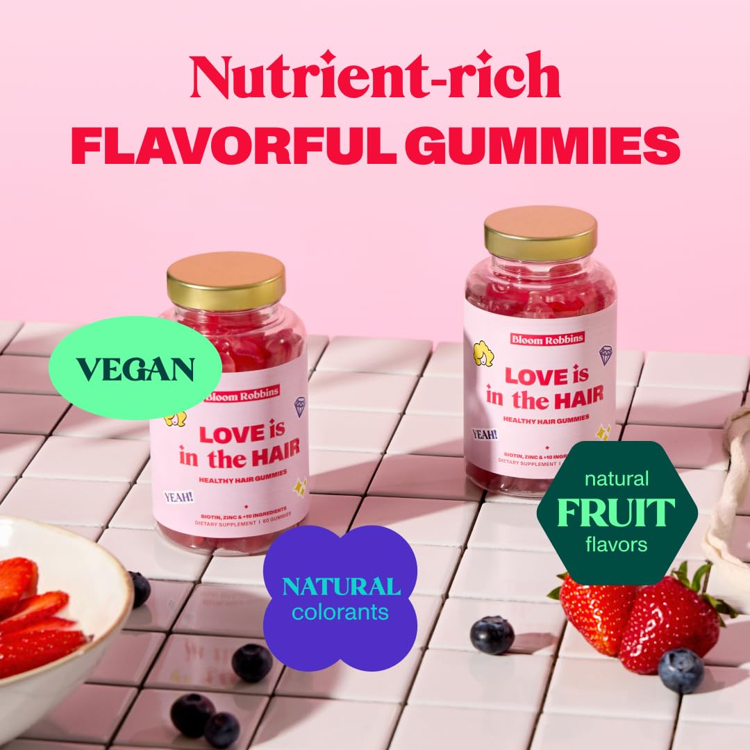 Bloom Robbins 60 Hair Gummies for Faster Hair Growth Vitamins for Women & 5000 MCG Bloom Robbins