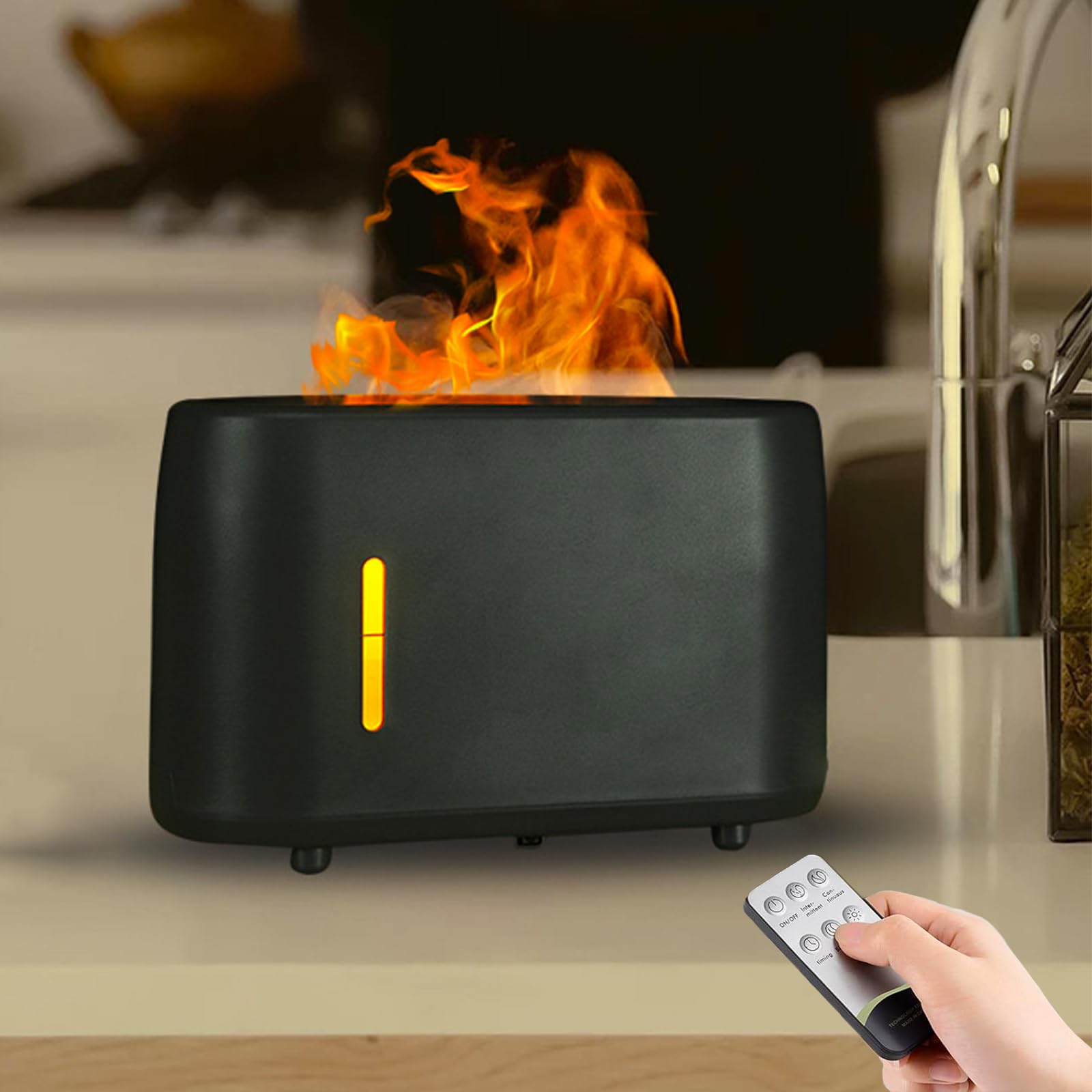 Flame Diffuser Humidifier 240ML for Essential Oils, Smart Timing with 7 Changeable Colors, Dual Mist