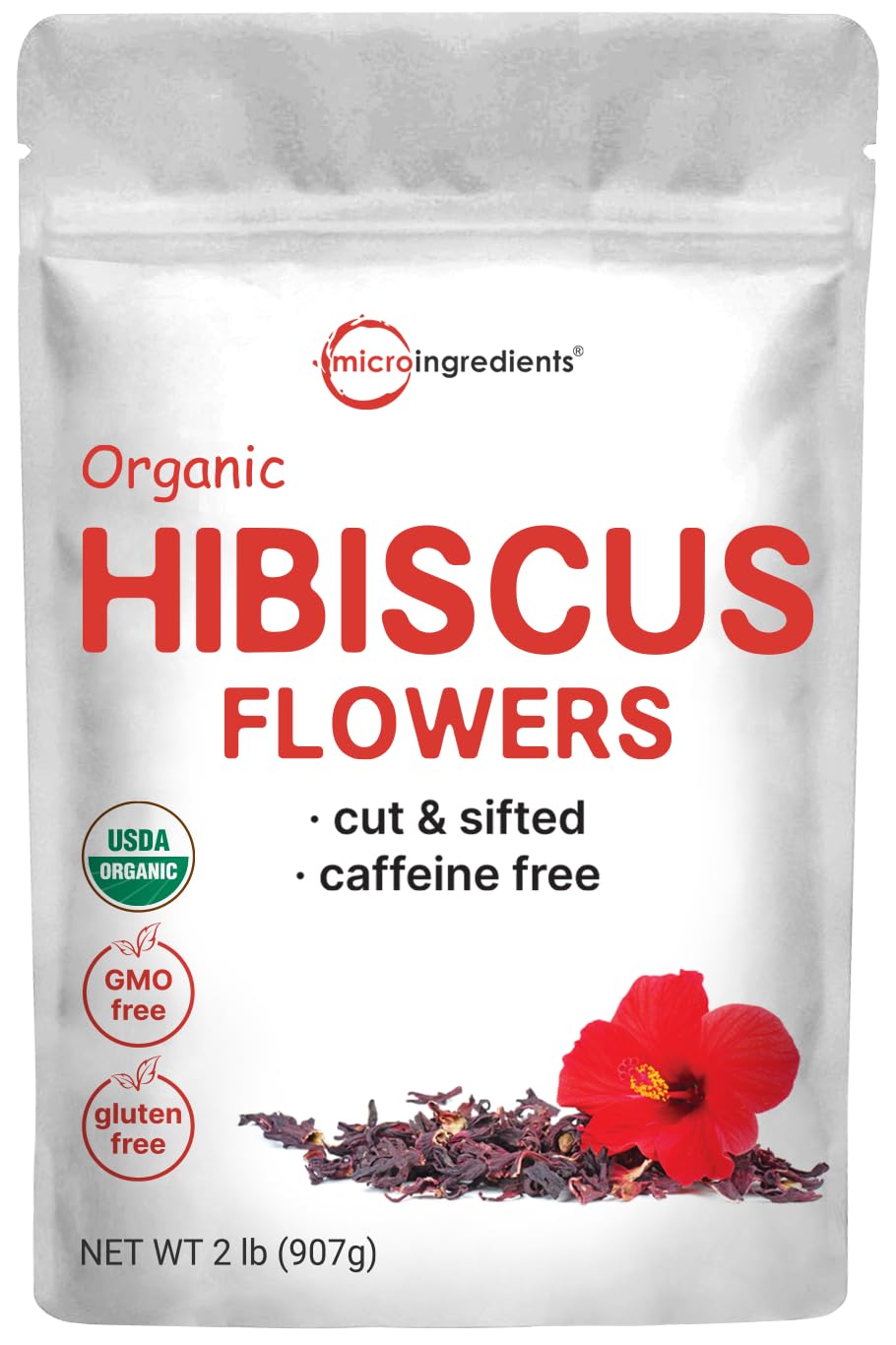 Organic Hibiscus Flowers, 2lbs | Flor de Jamaica, Loose Leaf Flower Source