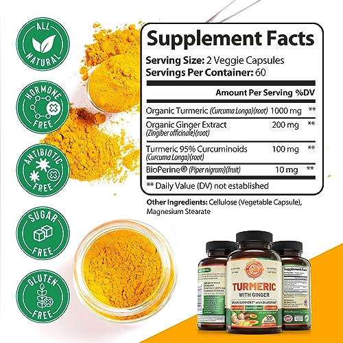Organic Turmeric Curcumin with Ginger and Black Pepper for Max Absorption WHOLE WORLD WELLNESS