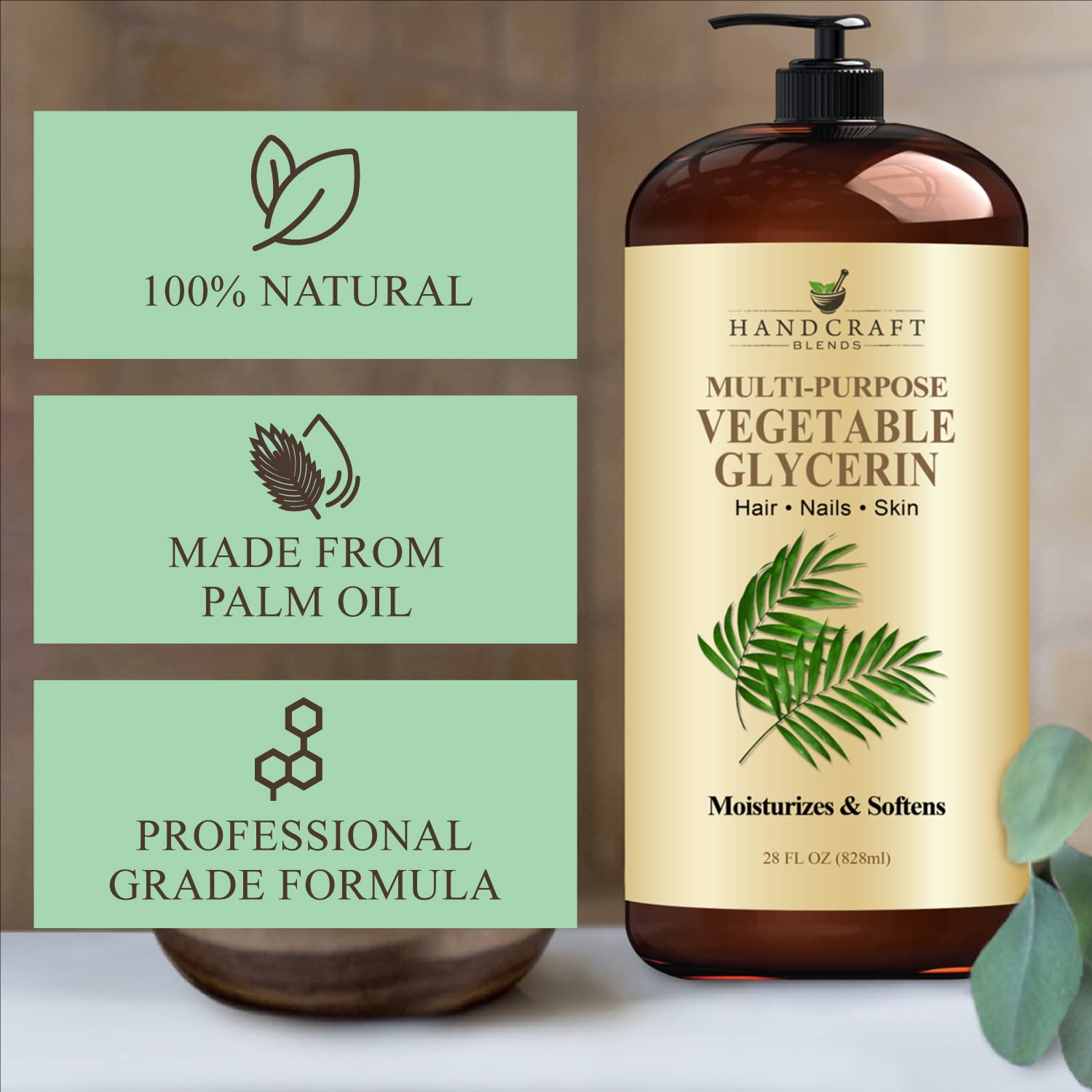 Handcraft Blends Vegetable Glycerin for Skin and Hair 28 oz - Pure Vegetable Glycerin Liquid Handcraft Blends