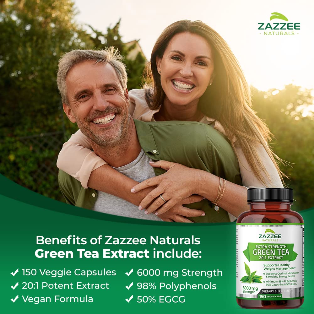 Zazzee Extra Strength Green Tea 20:1 Extract, 6000 mg Strength, 50% EGCG