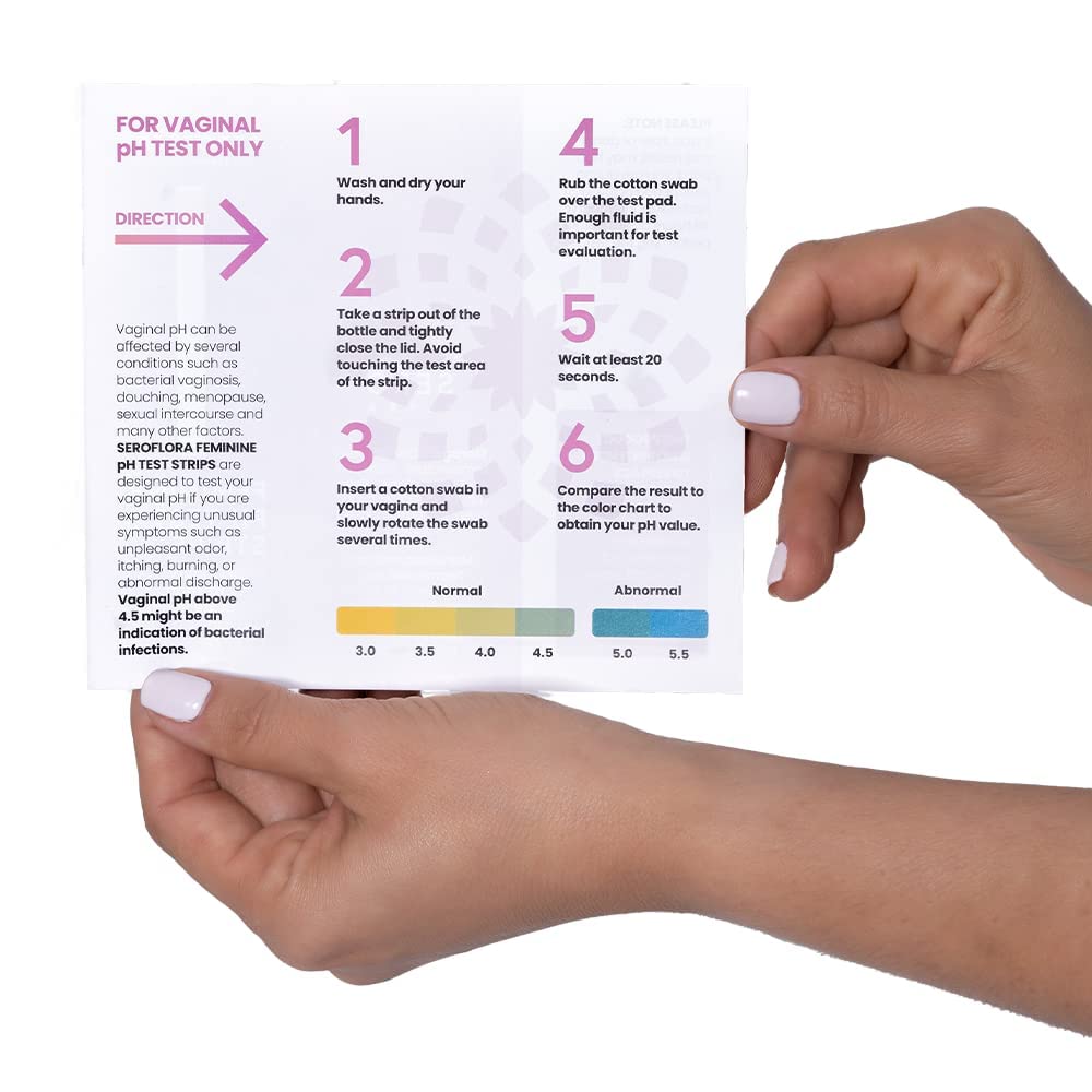 Seroflora Vaginal pH Test Strips for Women - Monitor Vaginal Health & Yeast Infection - Easy Seroflora