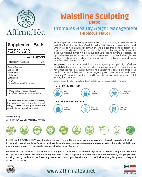AffirmaTea Waistline Sculpting Detox | for Optimal Weight Loss & Fat Metabolism Balance AffirmaTea