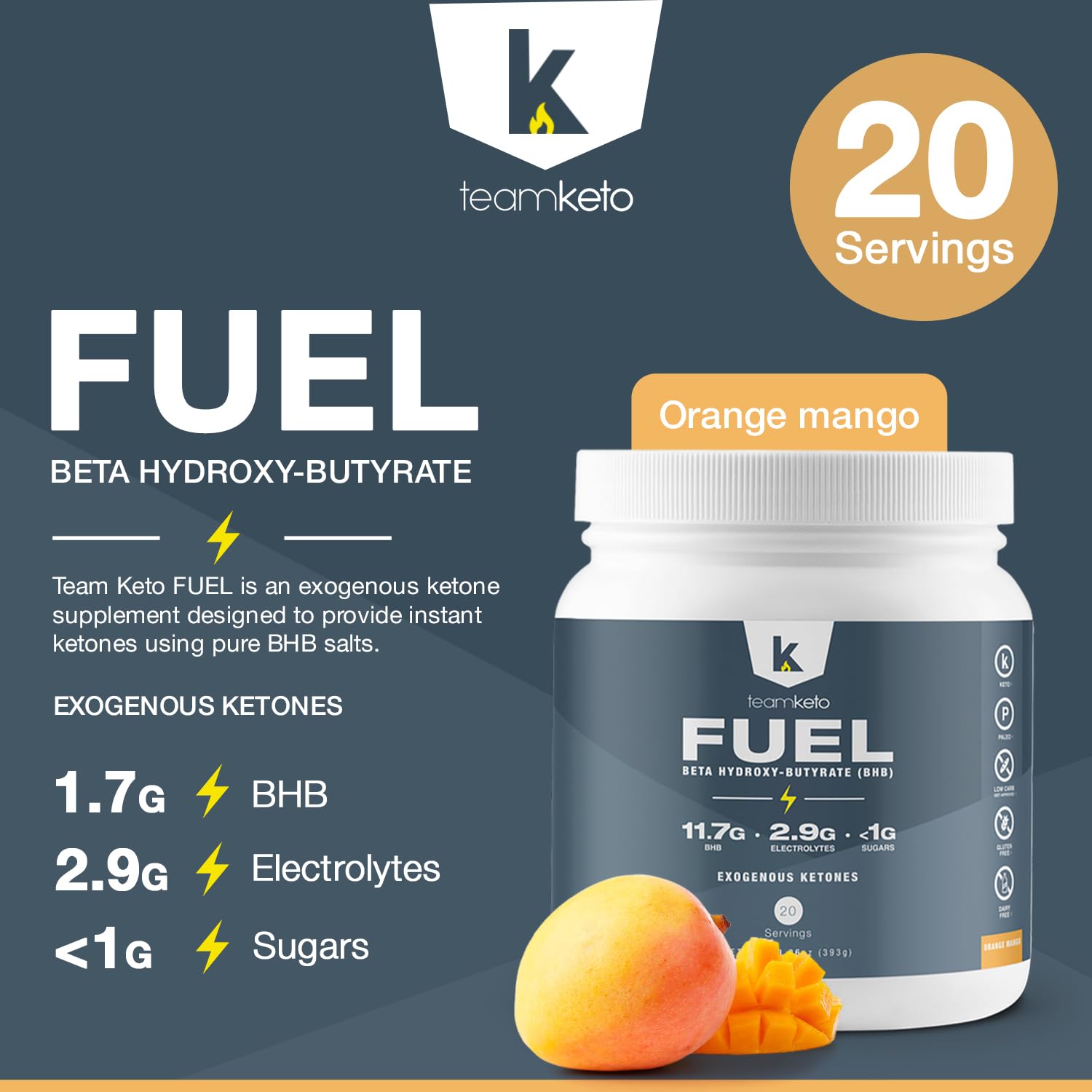 TeamKeto exogenous Ketones Powder, Pure Keto BHB Salts | Dairy & Gluten Free-Best Keto TeamKeto