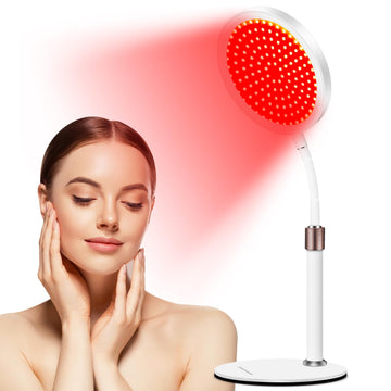 Shomterade Red Light for Face with Base, 100LEDs 3-in-1 Chips Infrared Light Lamp, 660nm ＆850nm
