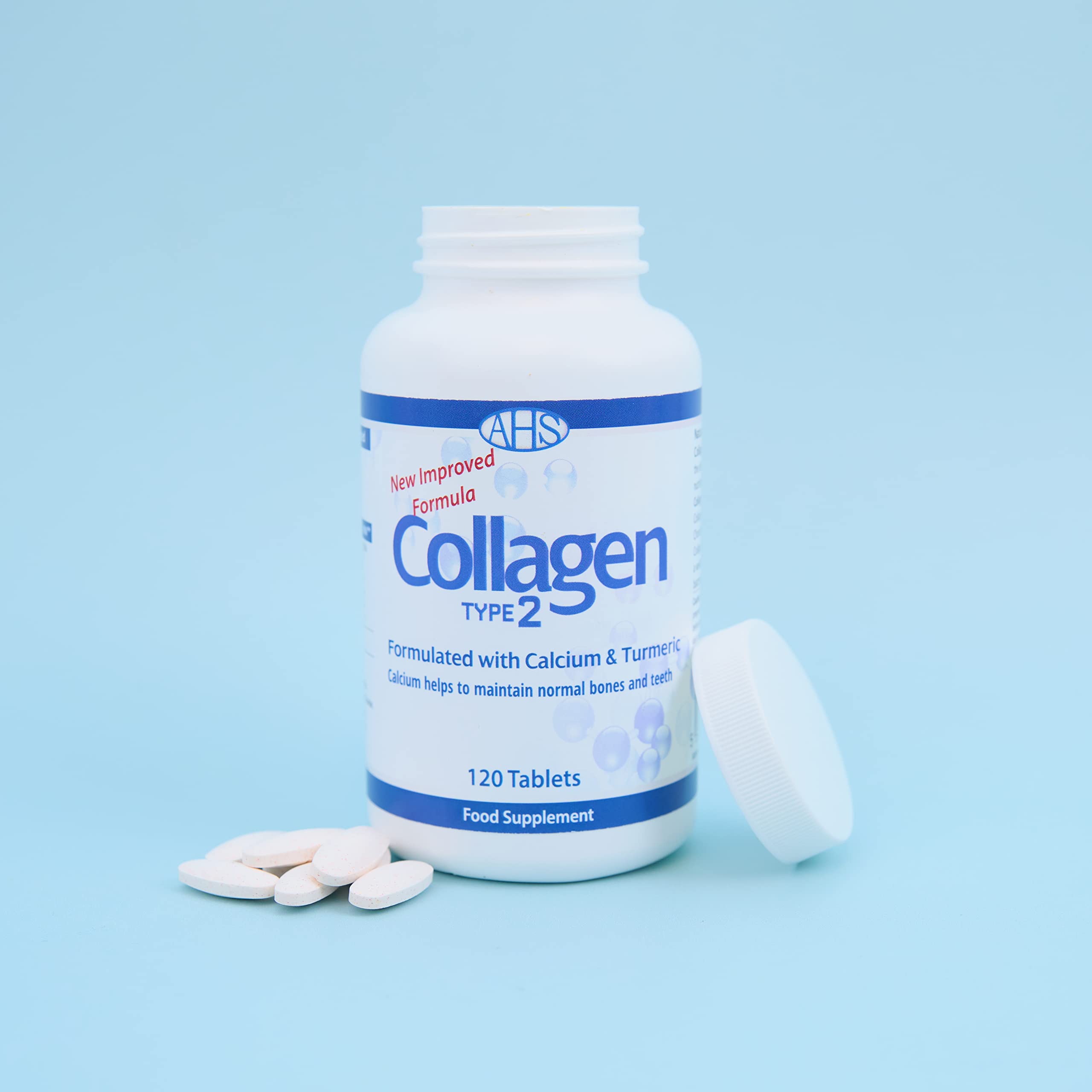 AHS Collagen Type 2 120 Tablets - 4500MG Per Day - Formulated with Calcium and Turmeric AHS