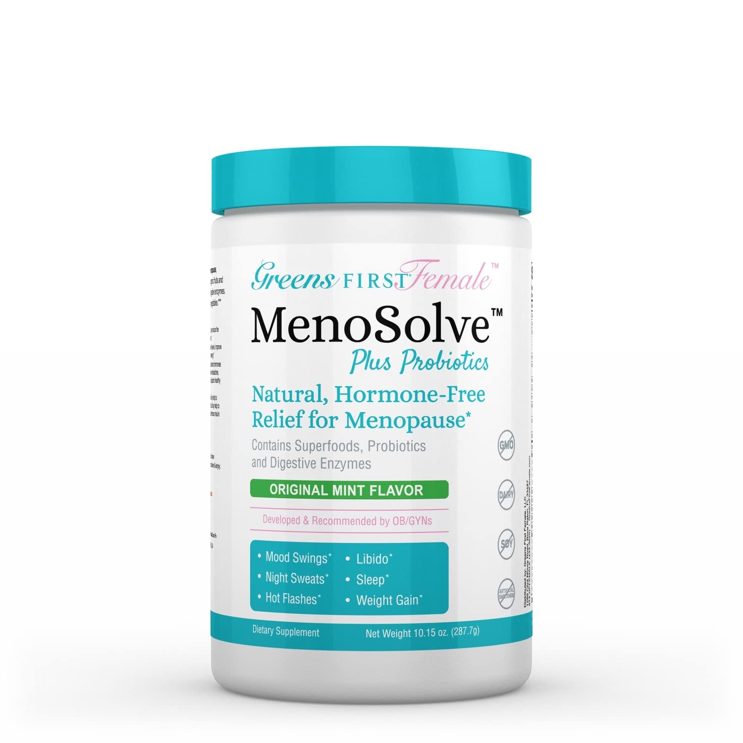 Greens First Female MenoSolve Plus Probiotics, Natural Relief for Menopause, 30 Servings
