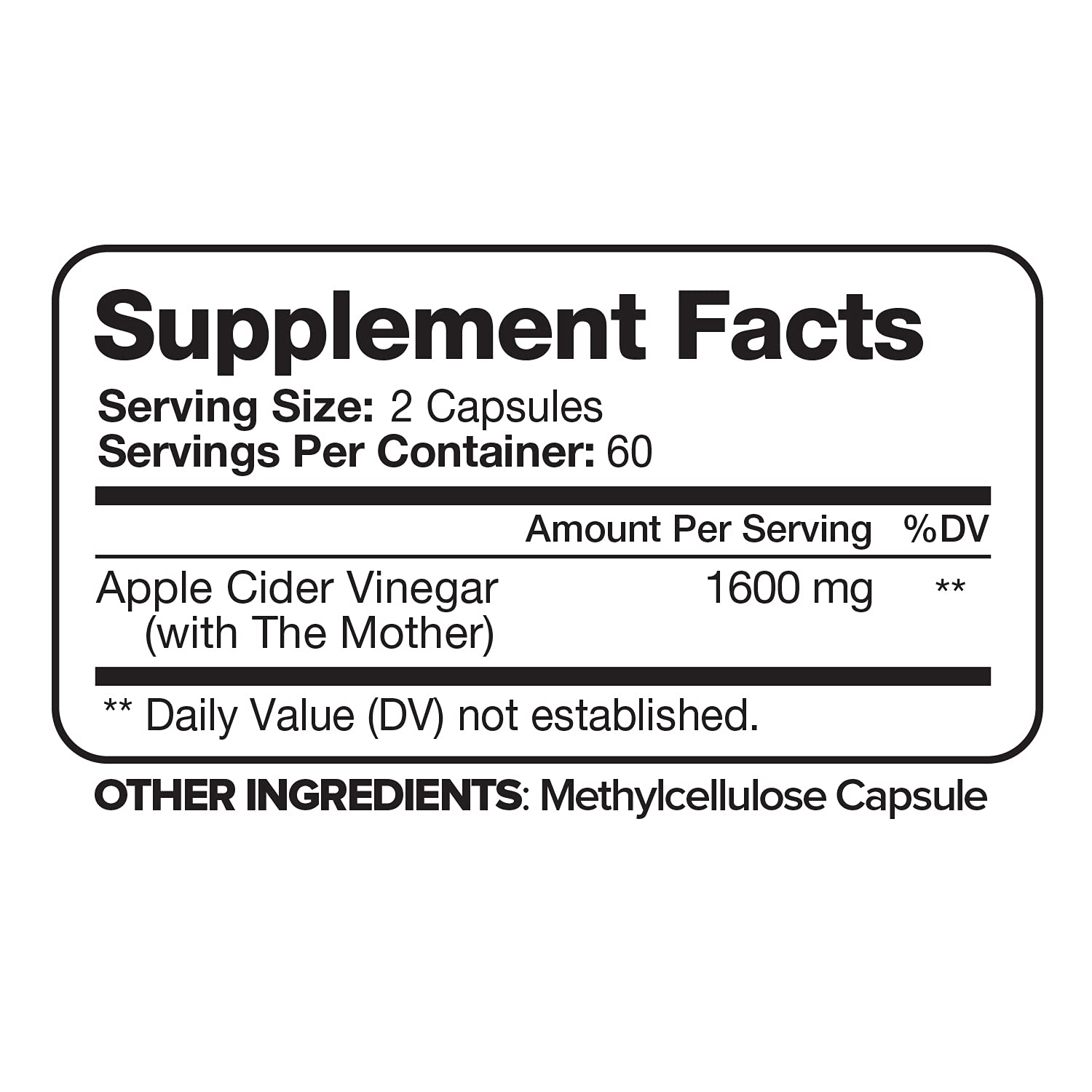 Nutrivein Apple Cider Vinegar Capsules with Mother - 1600mg - 120 Vegan
