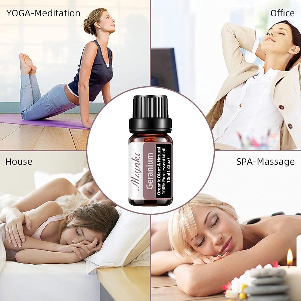 Geranium Essential Oil for Diffuser for Home Kids Women Candle Soap Making DIY -10ml Miyuki