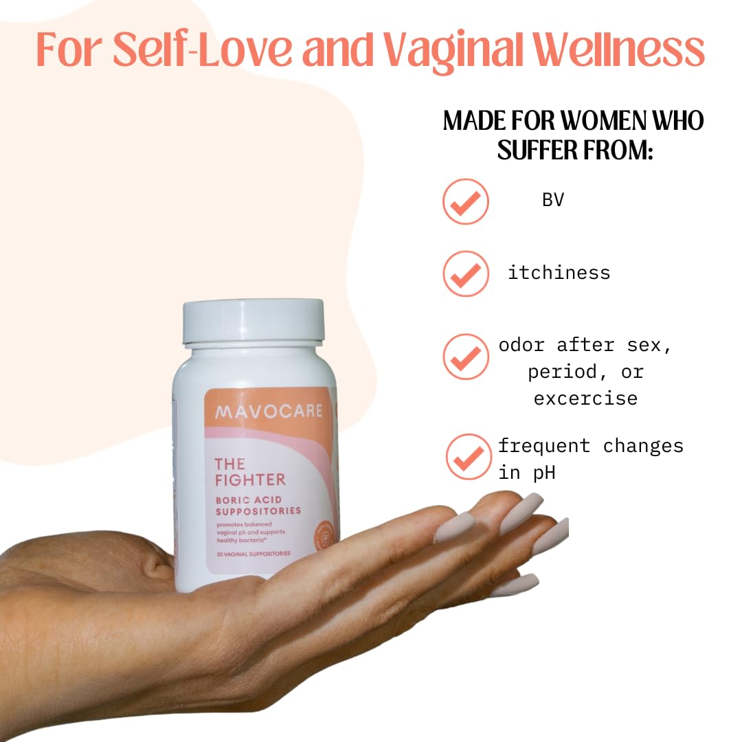 MavoCare, Inc. Boric Acid 600mg The Fighter with Added Calendula Vegan Capsule- Fights BV and Irritation- Gentle