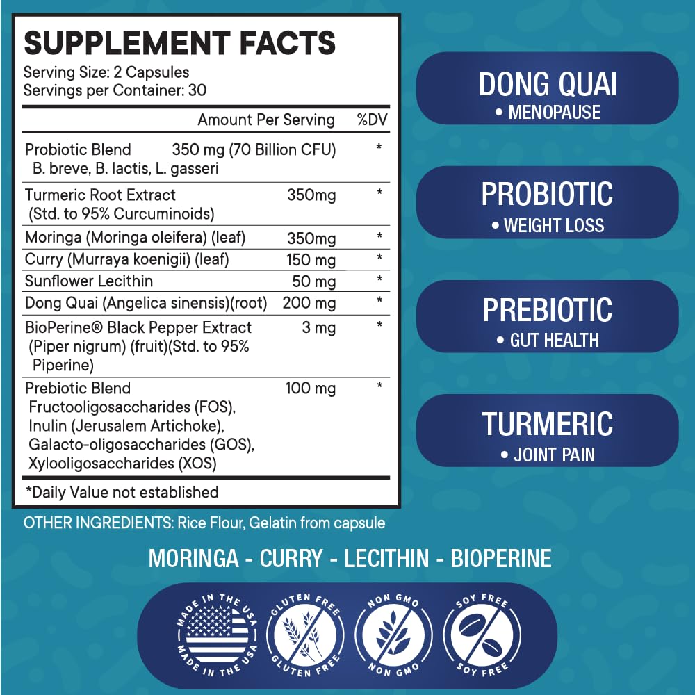 Pro Optimize Probiotics for Women, Menopause, 70 Billion CFU, Digestive Health - Relief for Bloating NEW AGE