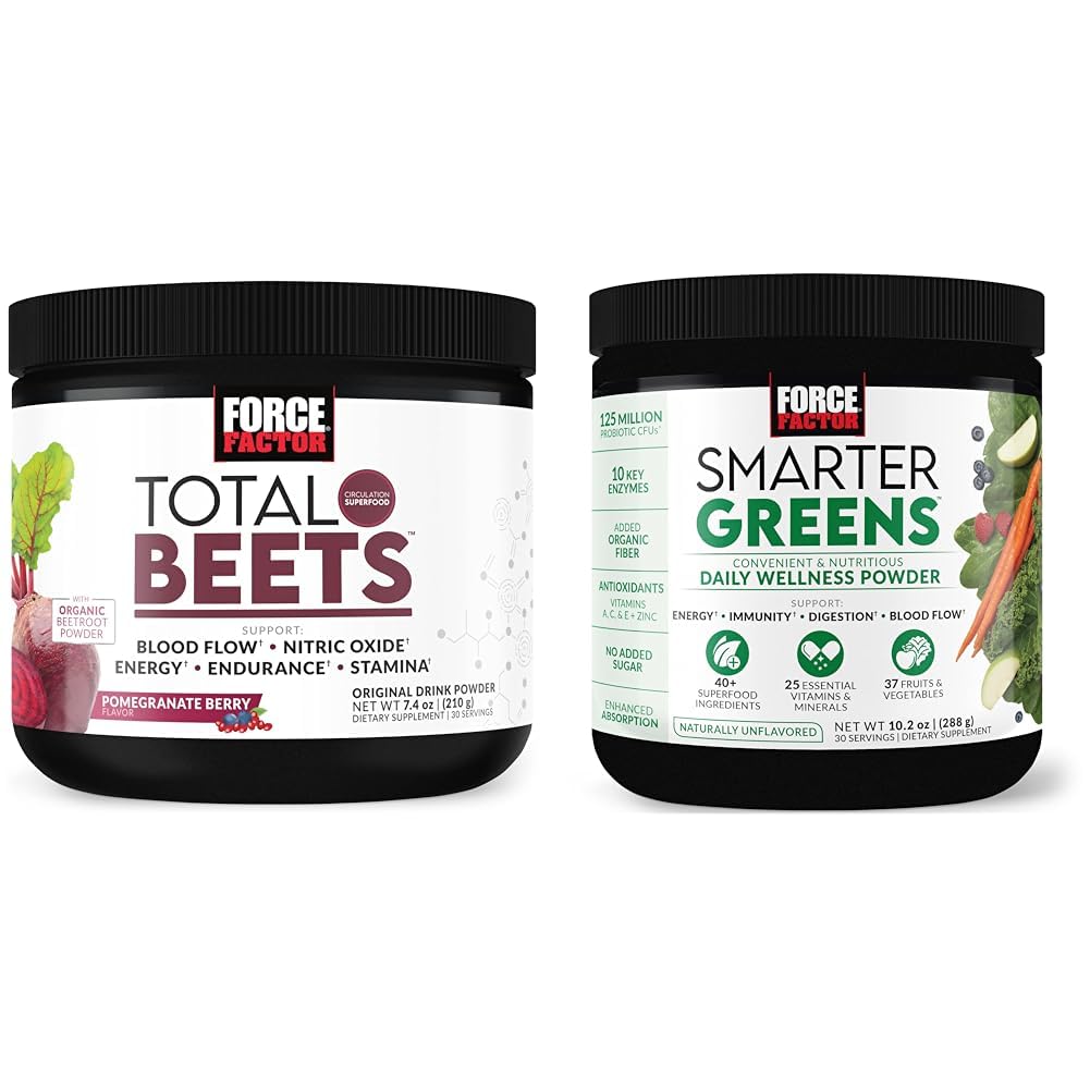 Force Factor Total Beets Drink Mix Superfood Powder with Nitrates to Support Circulation