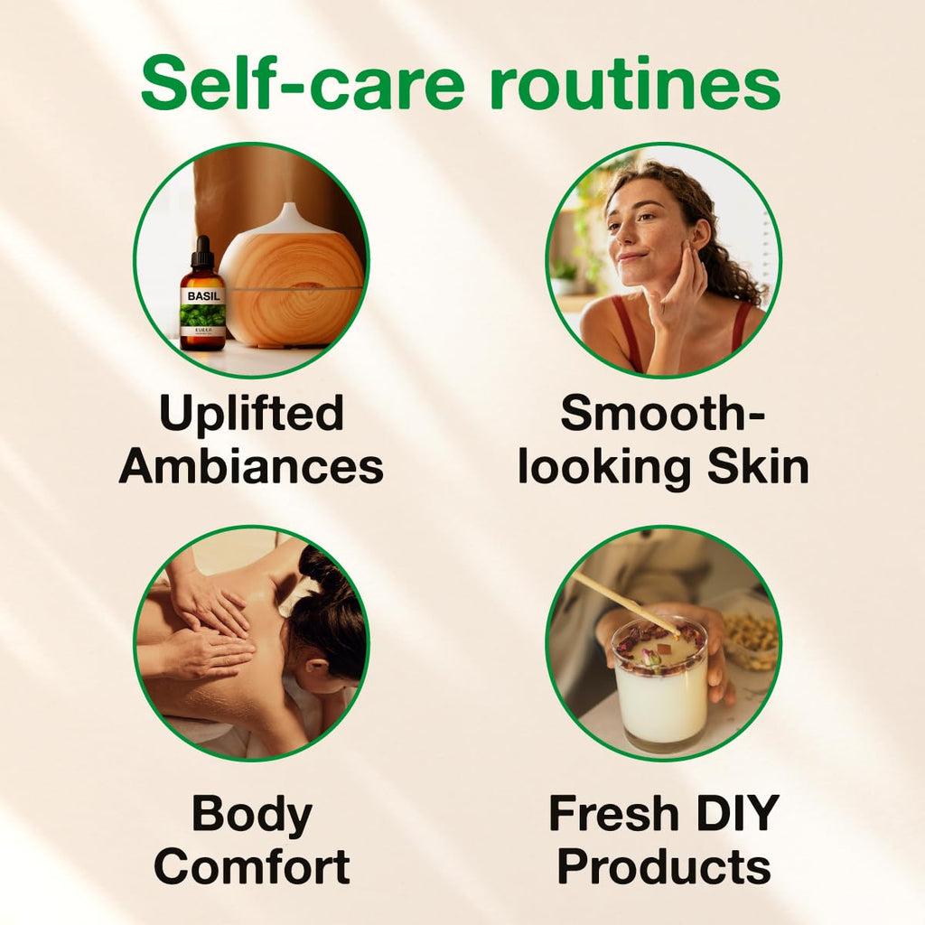 Kukka Basil Essential Oil for Diffusers - Basil Essential Oil for Skin - Basil Oil for Aromatherapy, Skin, Fragrance