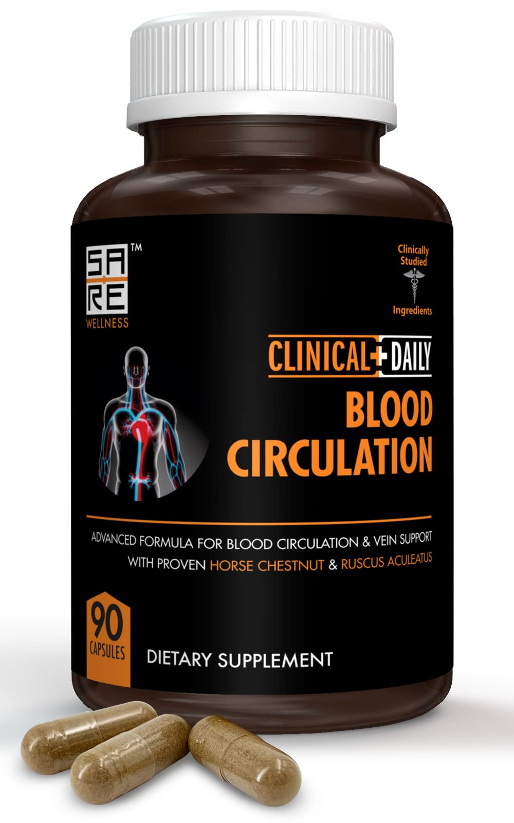Clinical Daily Blood Circulation Supplements. Butchers Broom, Horse Chestnut, Hawthorn