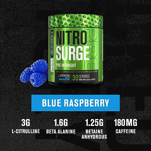NITROSURGE Pre Workout Supplement - Energy Booster, Instant Strength Gains Jacked Factory
