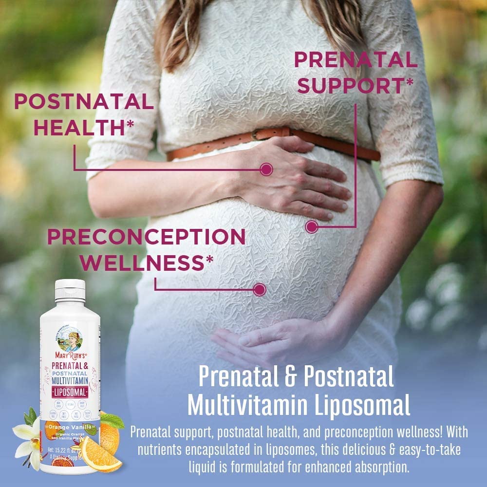 MaryRuth Organics Prenatal & Postnatal Liposomal Multivitamin Women, Sugar Free Liquid Vitamin