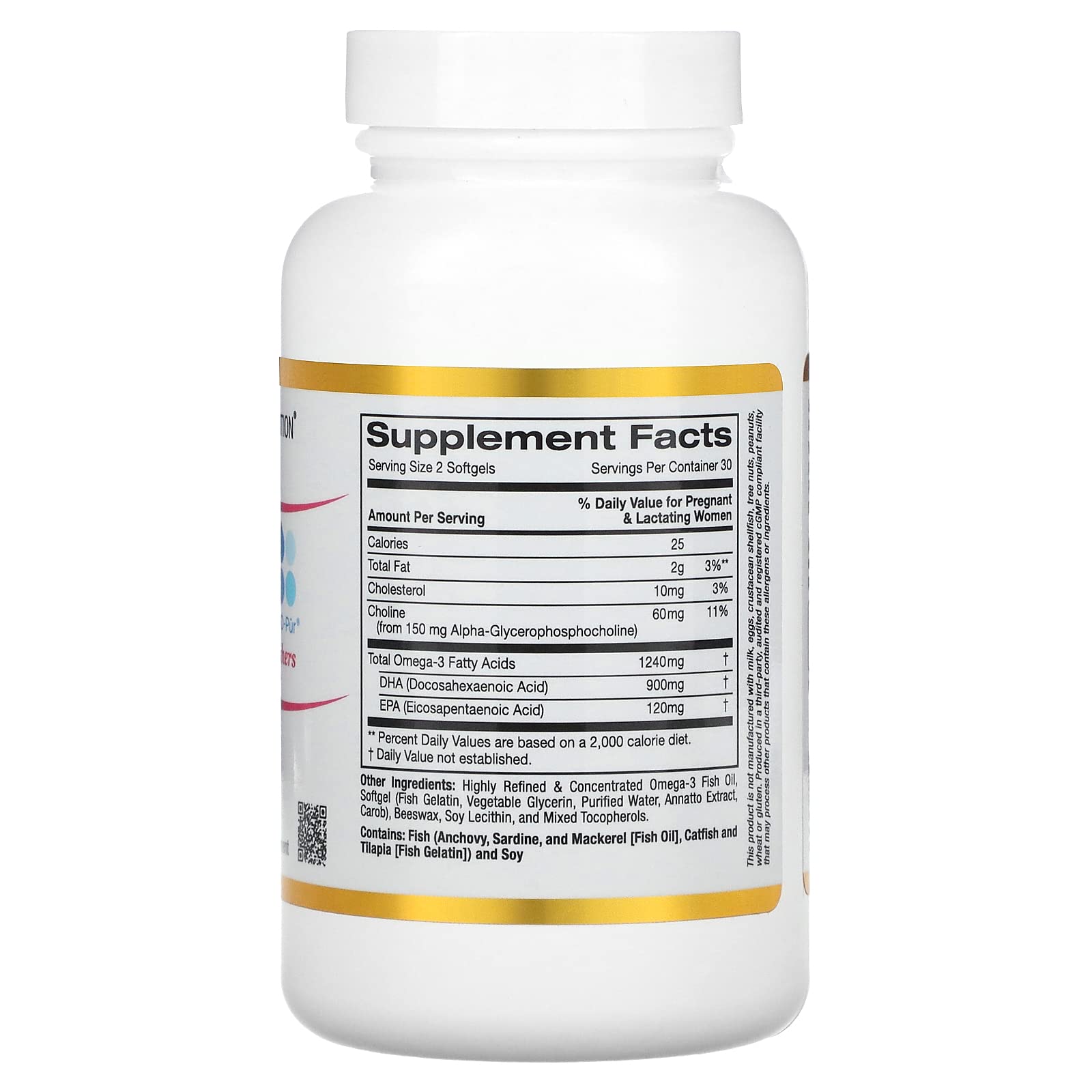 California Gold Nutrition Prenatal DHA for Pregnant and Nursing Mothers, 900 mg, 60 Fish Gelatin Softgels California Gold Nutrition