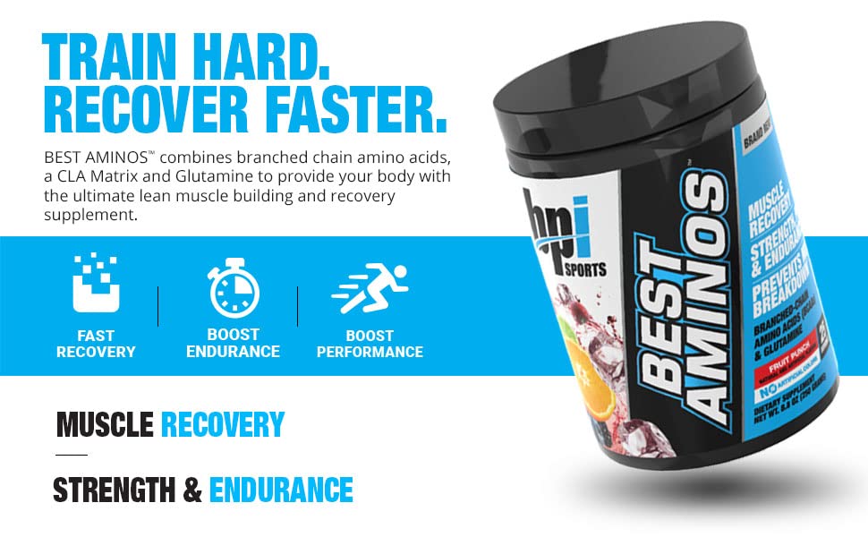 BPI Sports Best Aminos - BCAA Powder Post Workout & Glutamine Recovery Drink 