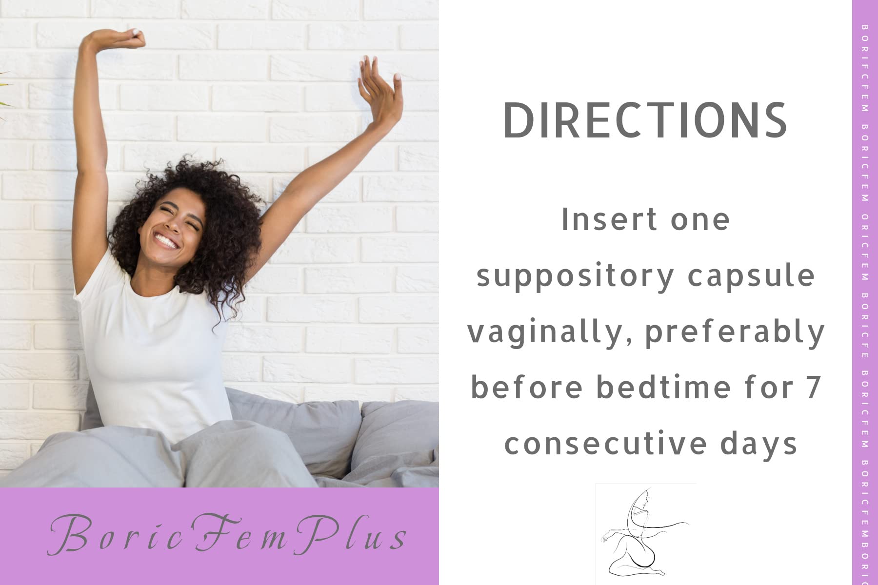 Boric Acid Vaginal Suppositories Plus Aloe Vera & FOS Probiotic Enhancer 800mg/, 30 Count All Natural N' More