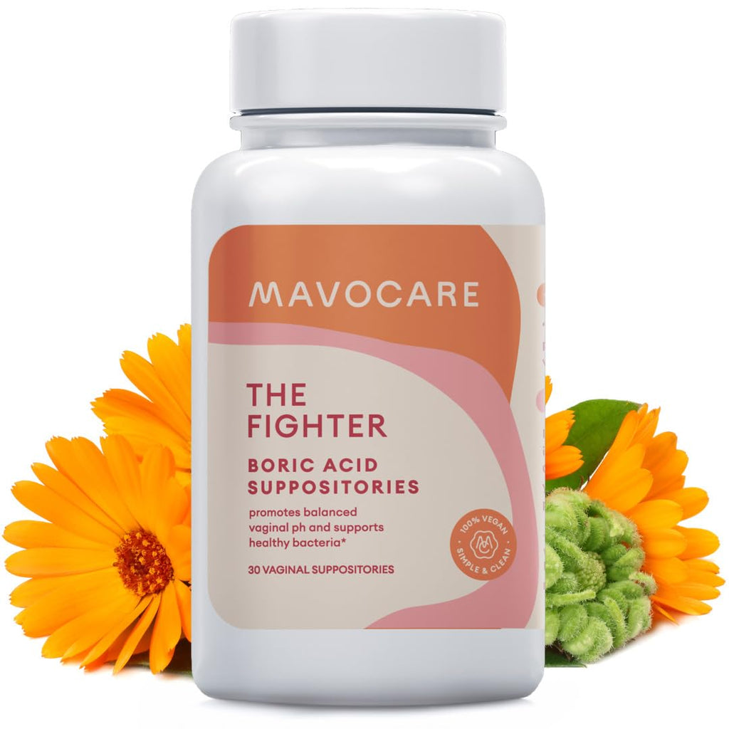 MavoCare, Inc. Boric Acid 600mg The Fighter with Added Calendula Vegan Capsule- Fights BV and Irritation- Gentle