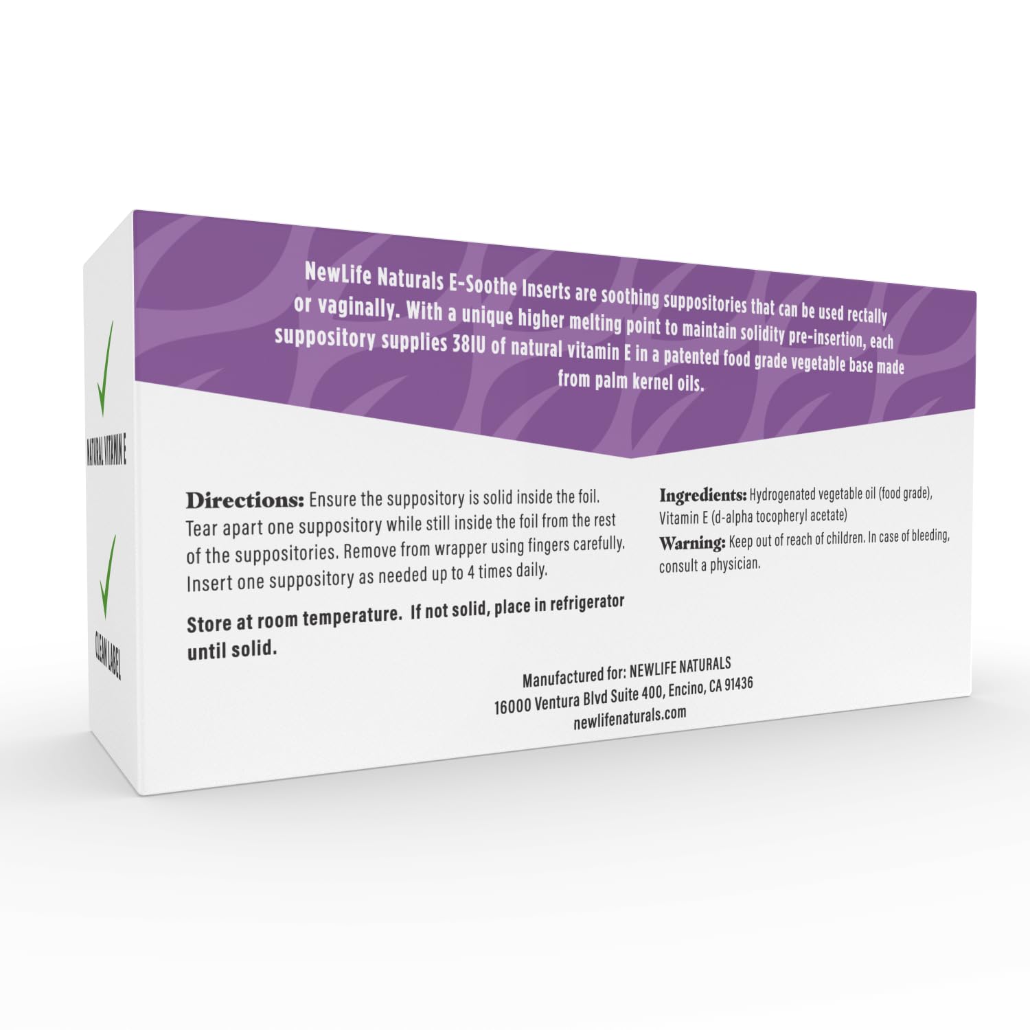 NewLife Naturals Vitamin E Suppositories 38IU - Vaginal Dryness Irritation Menopause Atrophy Relief NewLife Naturals