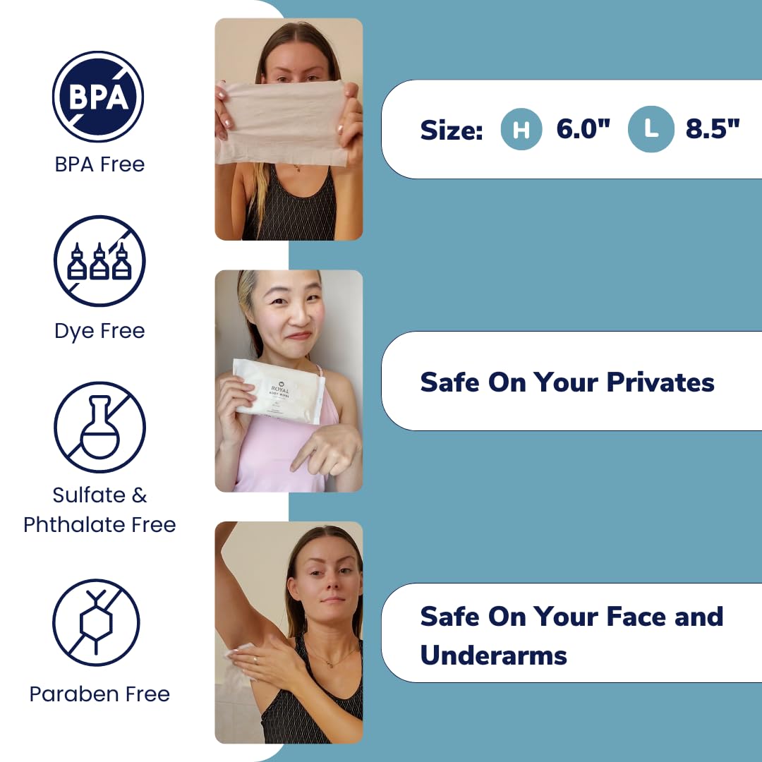 Royal Intimate Cleansing Feminine Wipes for Vaginal Hygiene, Personal Cleansing, Period Care Royal