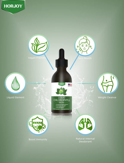 Chlorophyll Liquid Drops - 100% Natural Energy Booster and Immune Support - Internal