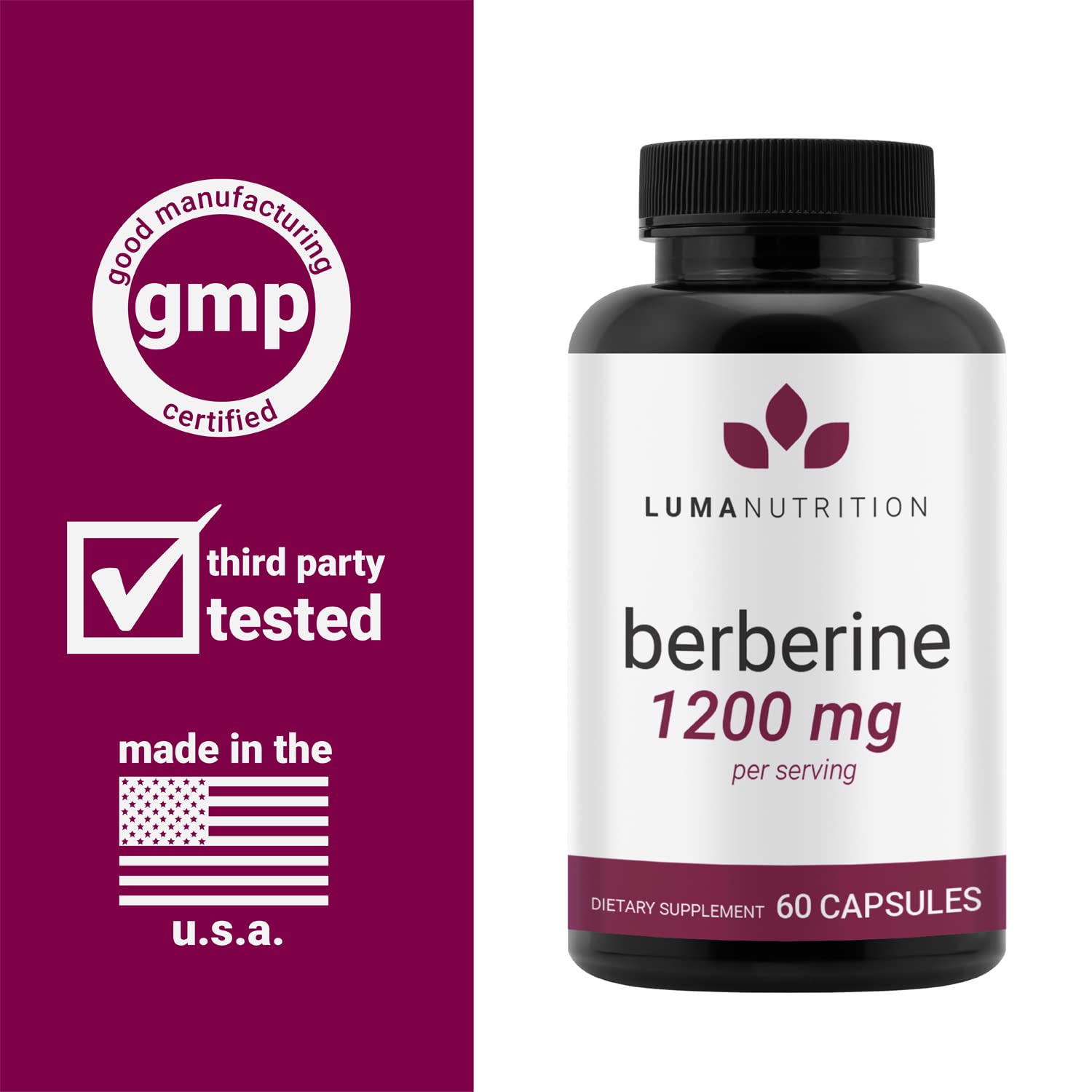 Luma Nutrition Berberine Supplement - Berberine 1200mg Per Serving - Berberine HCI