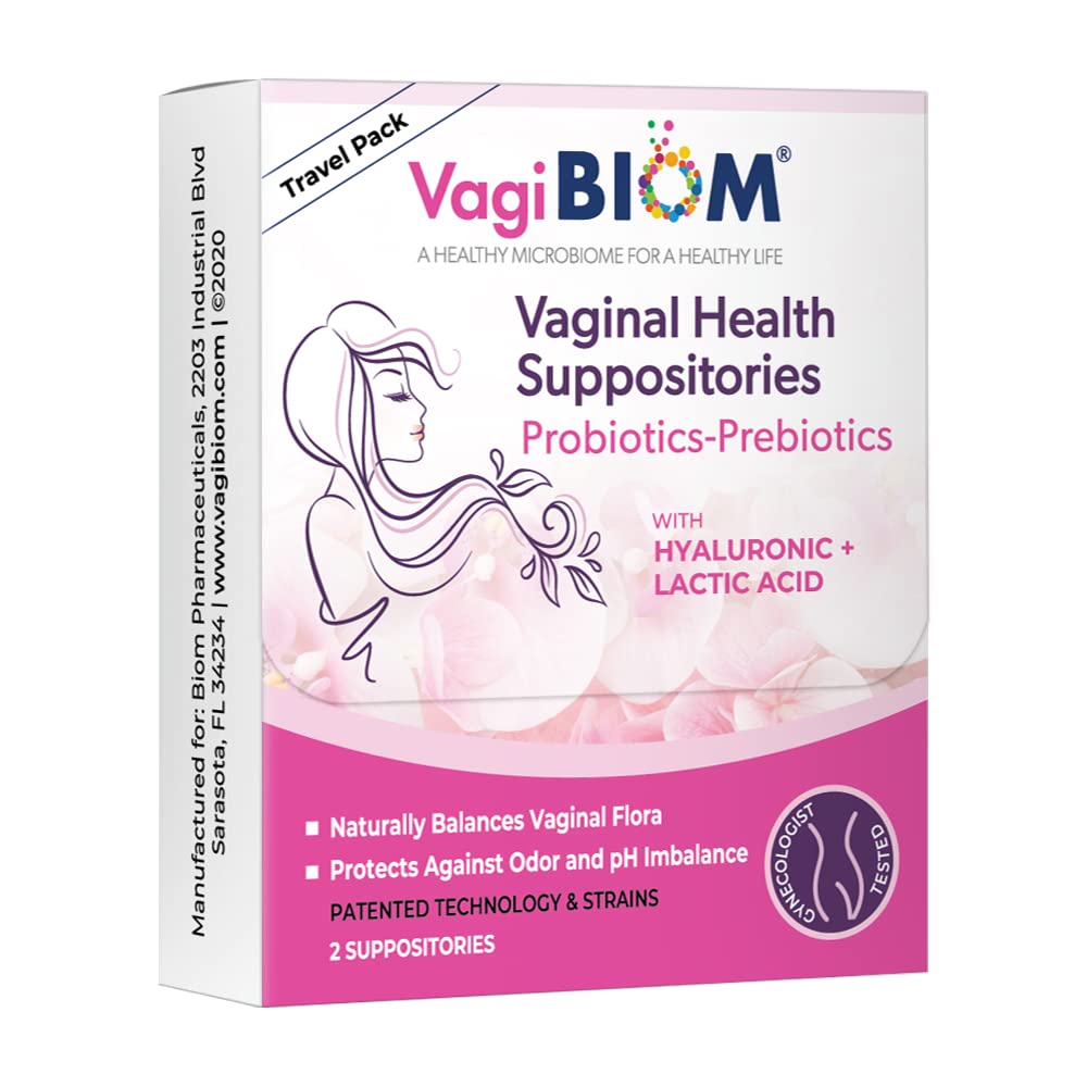 VagiBiom Probioitc Suppository Convenient Travel Pack with 2 Suppositories