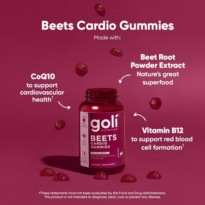 Goli Nutritional Supplement, Beets Cardio Gummy - 60 Count - CoQ10 & Beet Root Extract