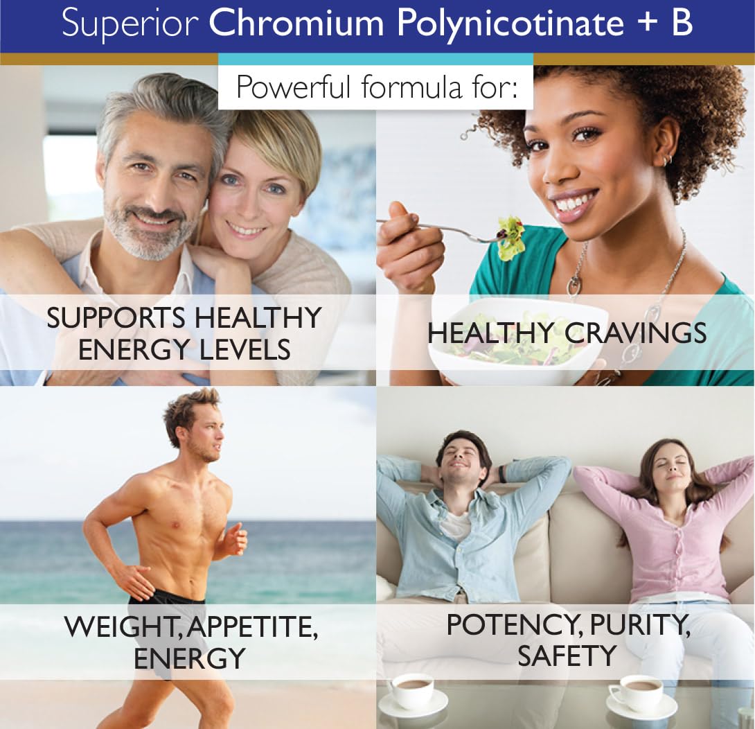 Pure Chromium Polynicotinate Supplement - Made in USA - 200mcg + Vitamin B3 for Optimal Superior Labs