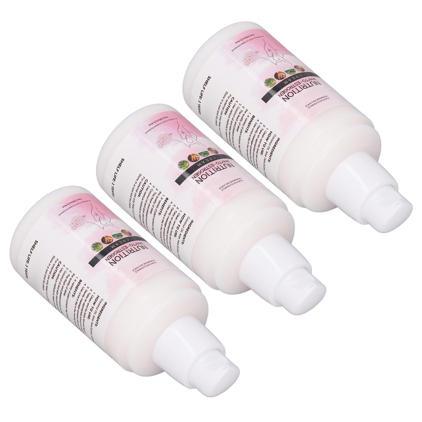 Phyto Estrogen Cream, Menopause Relief, Hormone Support, Sleep Enhancement, Ingredients, 3pcs 100ml Zetiling