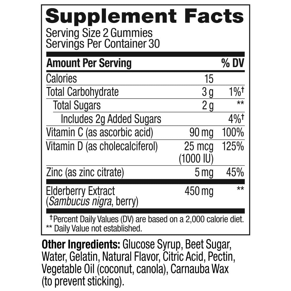 OLLY Extra Strength Elderberry Gummies, Immune Support, 450mg Elderberry, Vitamin C OLLY