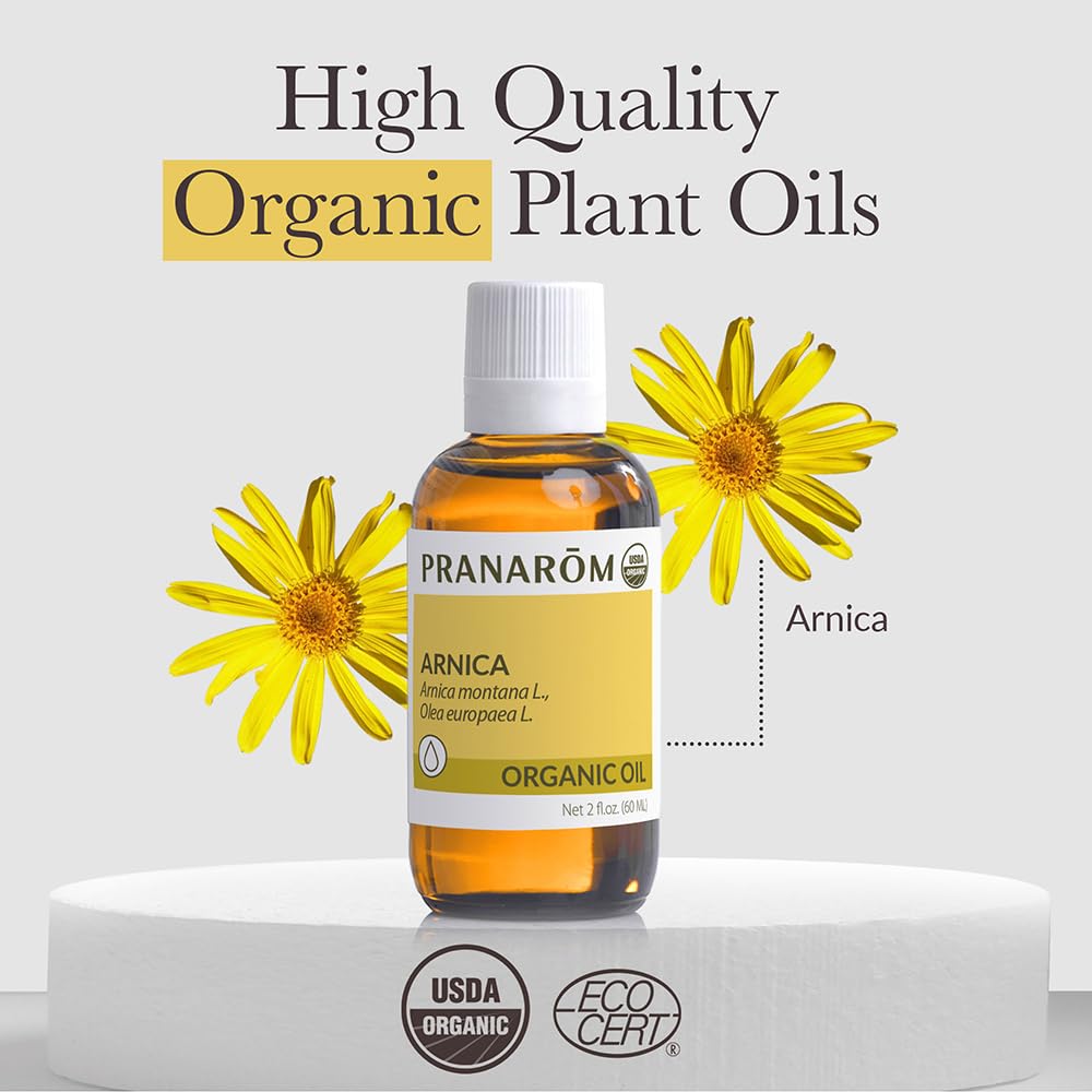 Pranarom - USDA Certified Organic French Arnica Virgin Plant Oil - 2 fl oz Glass Bottle - Massage Oil for Body Pranarom