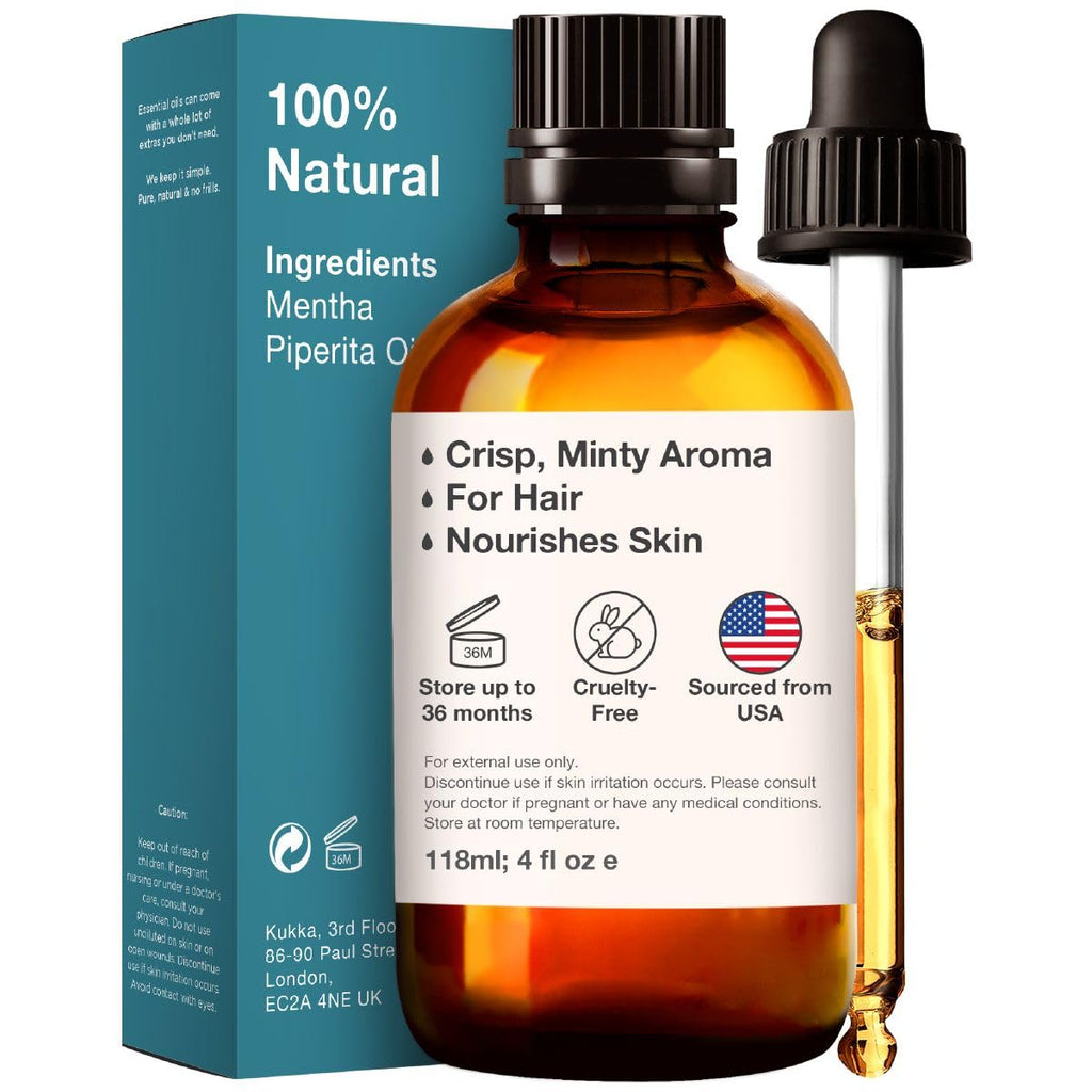 Kukka Peppermint Oil for Hair - Natural Mint Essential Oils - Premium Grade Natural Peppermint Essential Oil