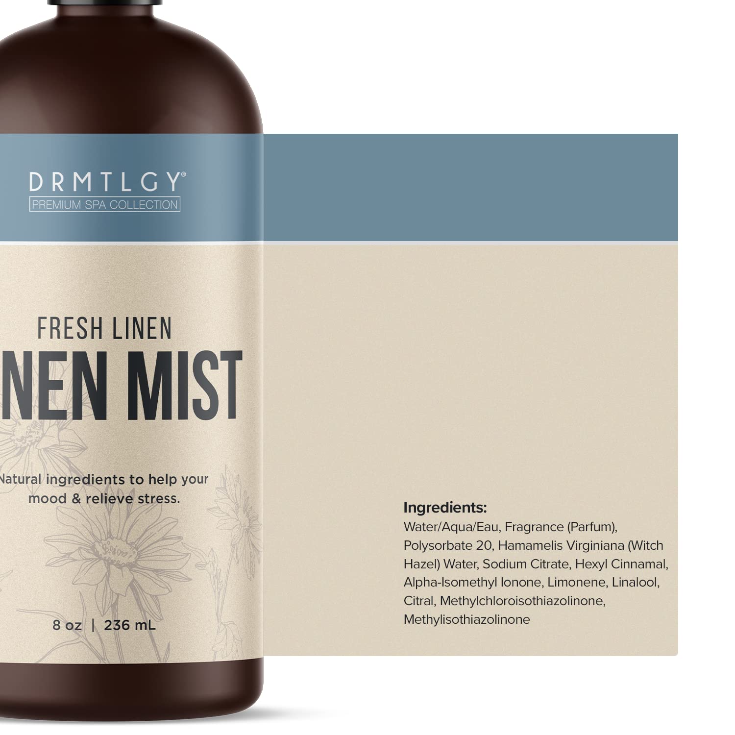 DRMTLGY Natural Fresh Linen Mist and Room Spray - Pure Essential Oils for a Pillow Spray, Linen Mist DRMTLGY