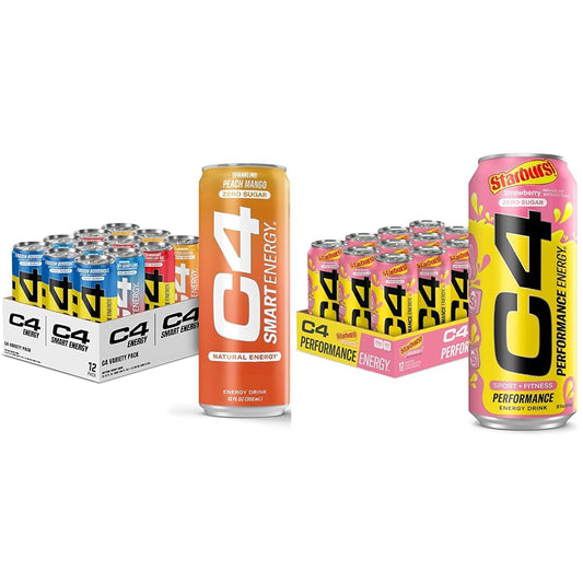 C4 Energy & Smart Energy Drinks Variety Pack, Sugar Free Pre Workout Performance Drink