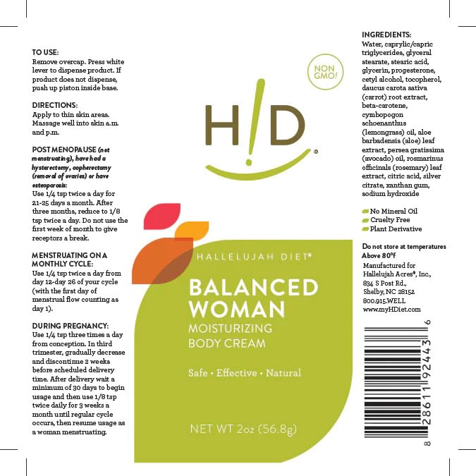 Hallelujah Diet – Balanced Woman Moisturizing Body Cream, Natural Progesterone Cream For Women THE HALLELUJAH DIET