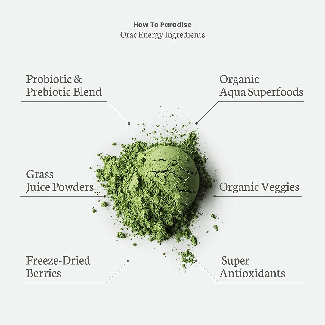Paradise ORAC Energy Greens Powder Extract, Super Antioxidants, Probiotics for Gut Paradise Herbs