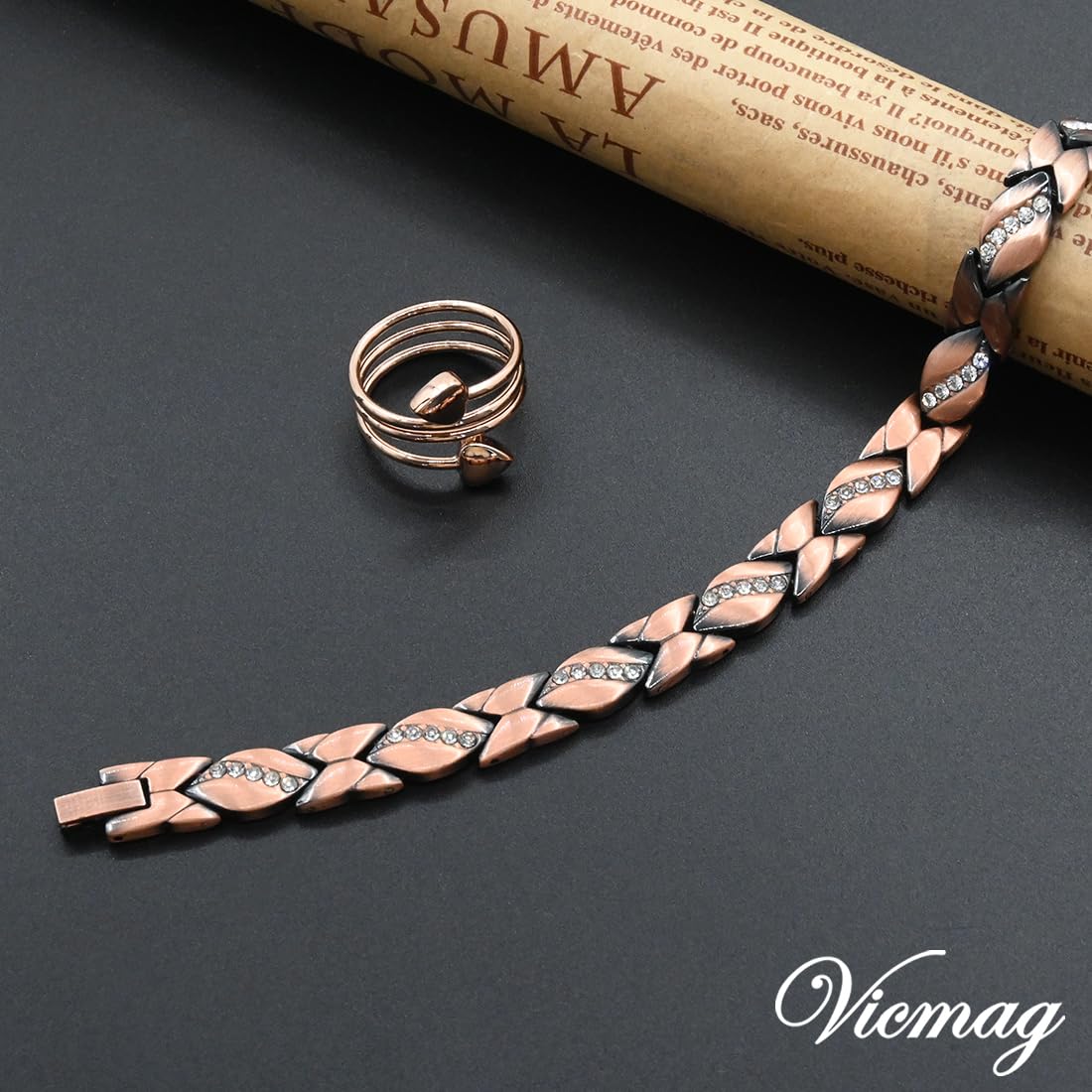 Vicmag Copper Bracelet for Women 99.9% Solid Pure Copper Valentine's Day Gift for Her with Adjustment Tool Vicmag