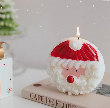 Christmas Cake Scented Candle,110G Handmade Aroma Soy Wax Santa Claus Decorative Candle