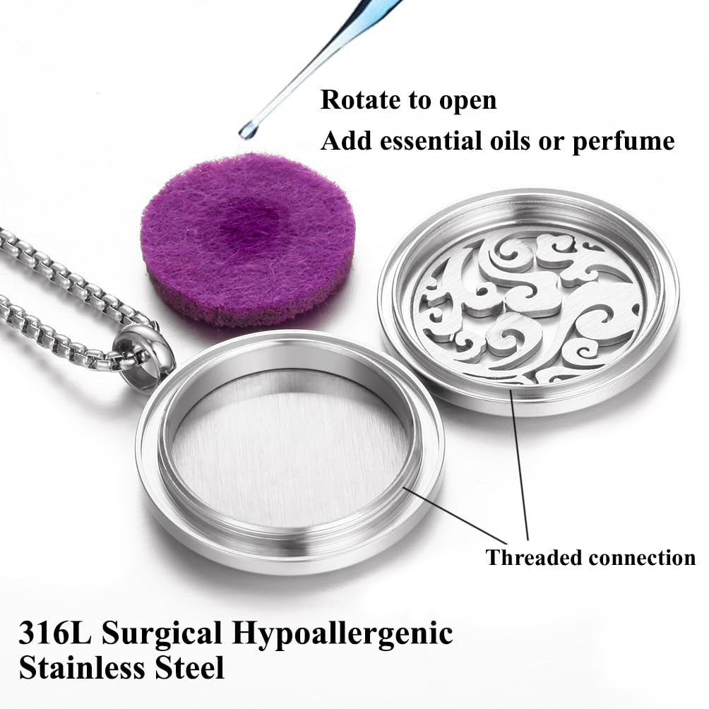 Aromatherapy Essential Oil Diffuser Necklace Tree of Life Cloud Design Stainless Steel Locket JEAN SMILE