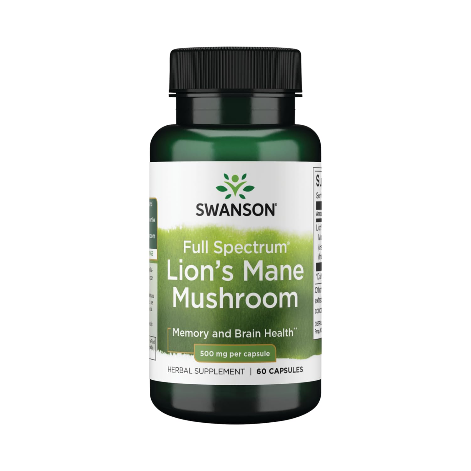 Swanson Lion's Mane Mushroom Capsules - 500 mg Each, 60 Capsules