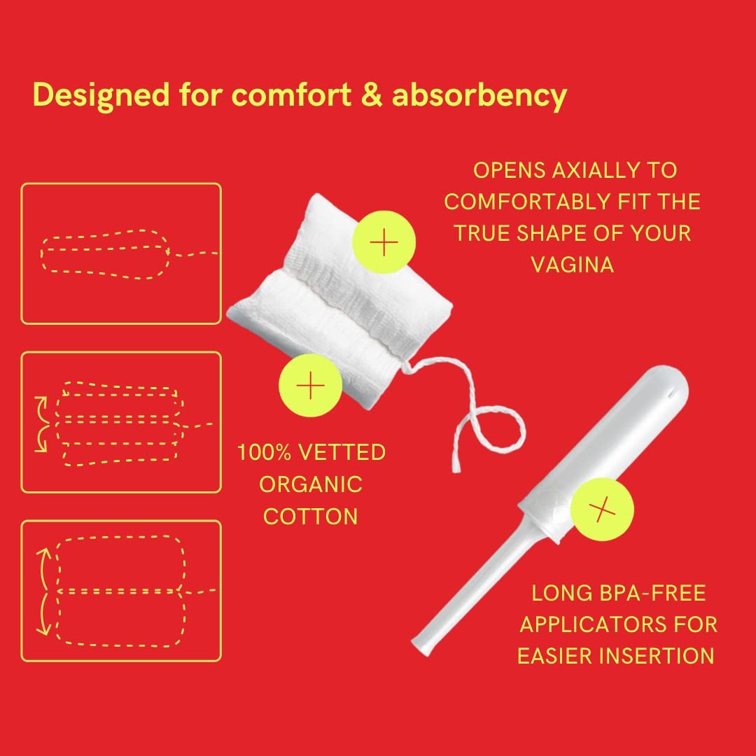 August Organic Cotton Tampons, Super tampons, BPA Free Long Applicators, Non-Toxic Organic August