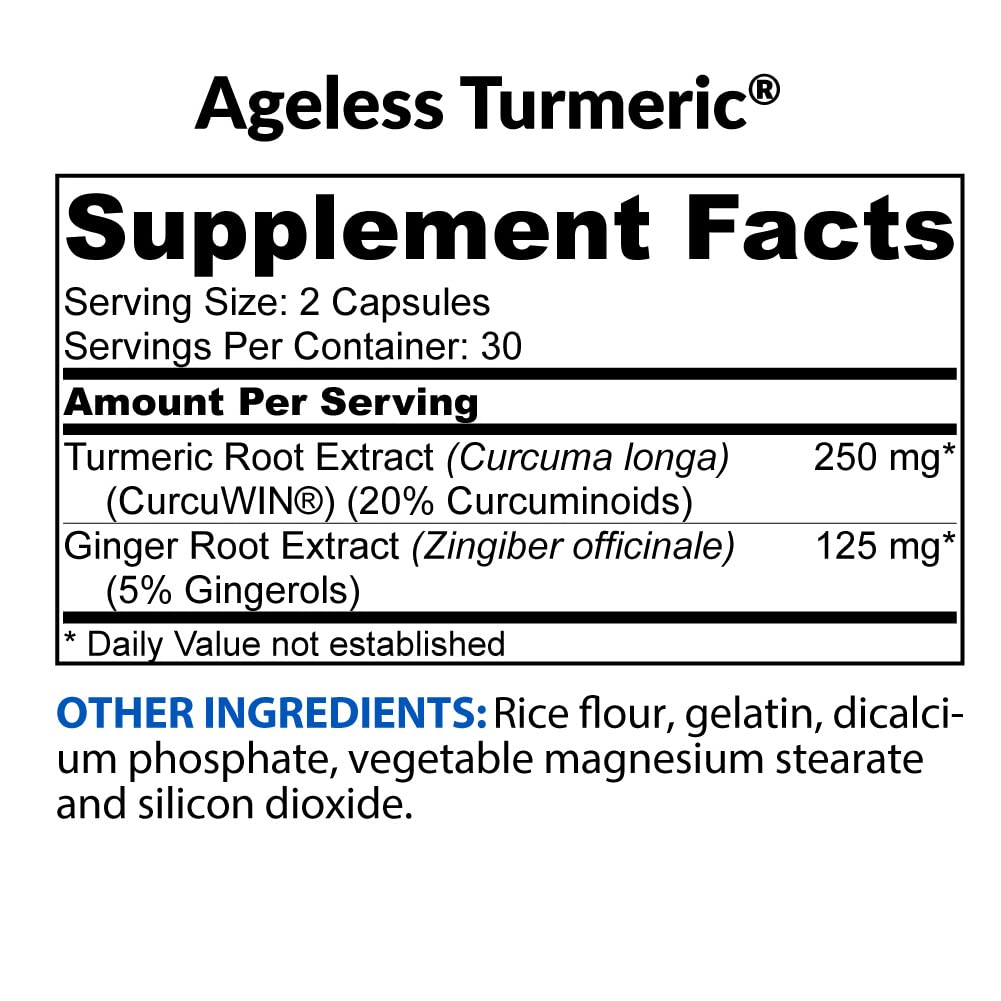 BioTrust Ageless Turmeric Supplement - CurcuWIN Turmeric Curcumin with Ginger Extract BioTrust